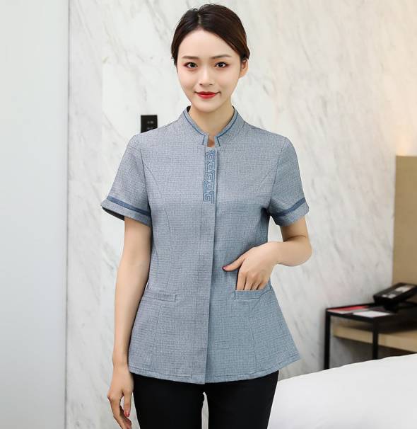 ชุดแม่บ้าน ชุดพนักงานทำความสะอาด ชุดแม่บ้านโรงแรม ชุดแม่บ้านโรงพยาบาล สีครีม สีเทา สีฟ้า
