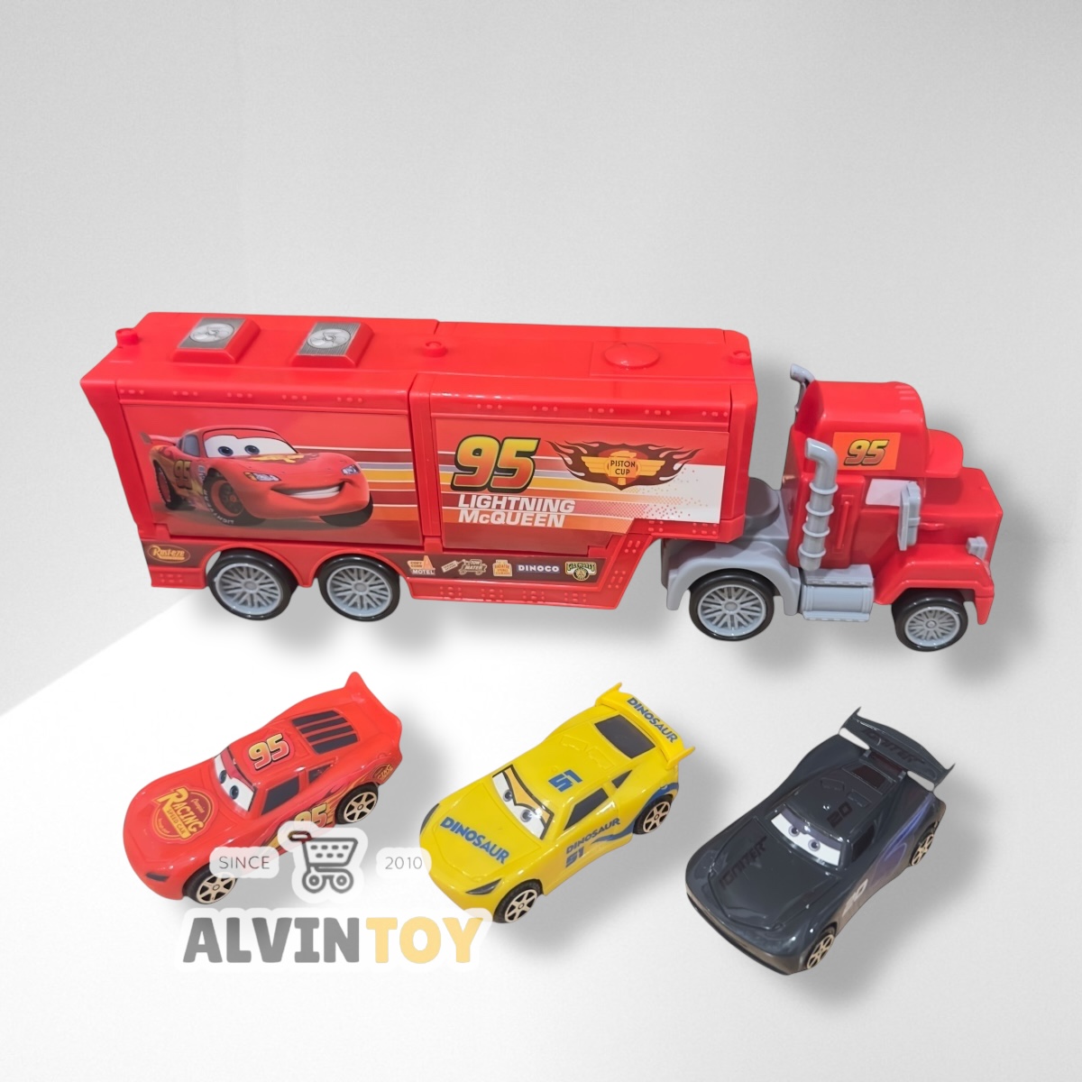 Container Truck Cars 3 - รถแมคควีน รถบรรทุก มีทั้งหมด 4 คัน คันใหญ่ 1 คันเล็ก 3 ผลิตจากวัสดุคุณภาพดี แข็งแรง ทนทาน