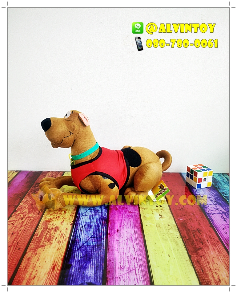 ตุ๊กตาหมา Scooby Doo - สคูบี้ดู ท่าหมอบ ใส่เสื้อ 38 cm.