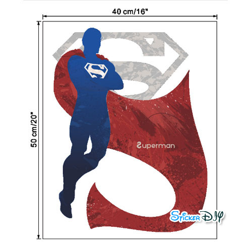 Wall Sticker สติ๊กเกอร์ติดผนัง 3D SUPERMAN สไตล์A (กว้าง40cm.xสูง50cm)