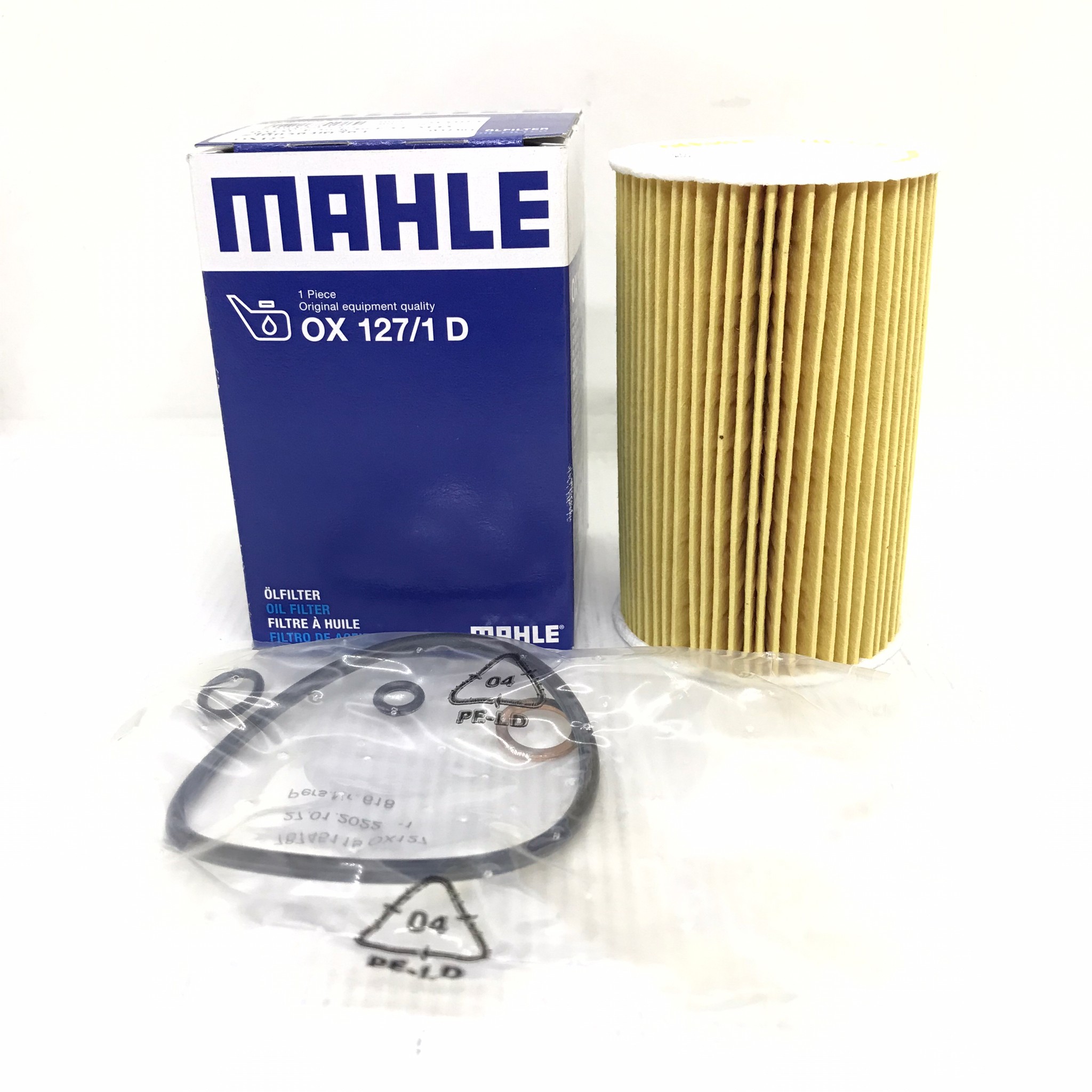 กรองเครื่อง ไส้ กรอง น้ำมันเครื่อง ไส้กรองน้ำมันเครื่อง BMW E36 / E46 / E34 / M43 บีเอ็มดับเบิ้ลยู ยี่ห้อ MAHLE เบอร์ OX 127 / 1 D, OX127/1D / Oil Filter
