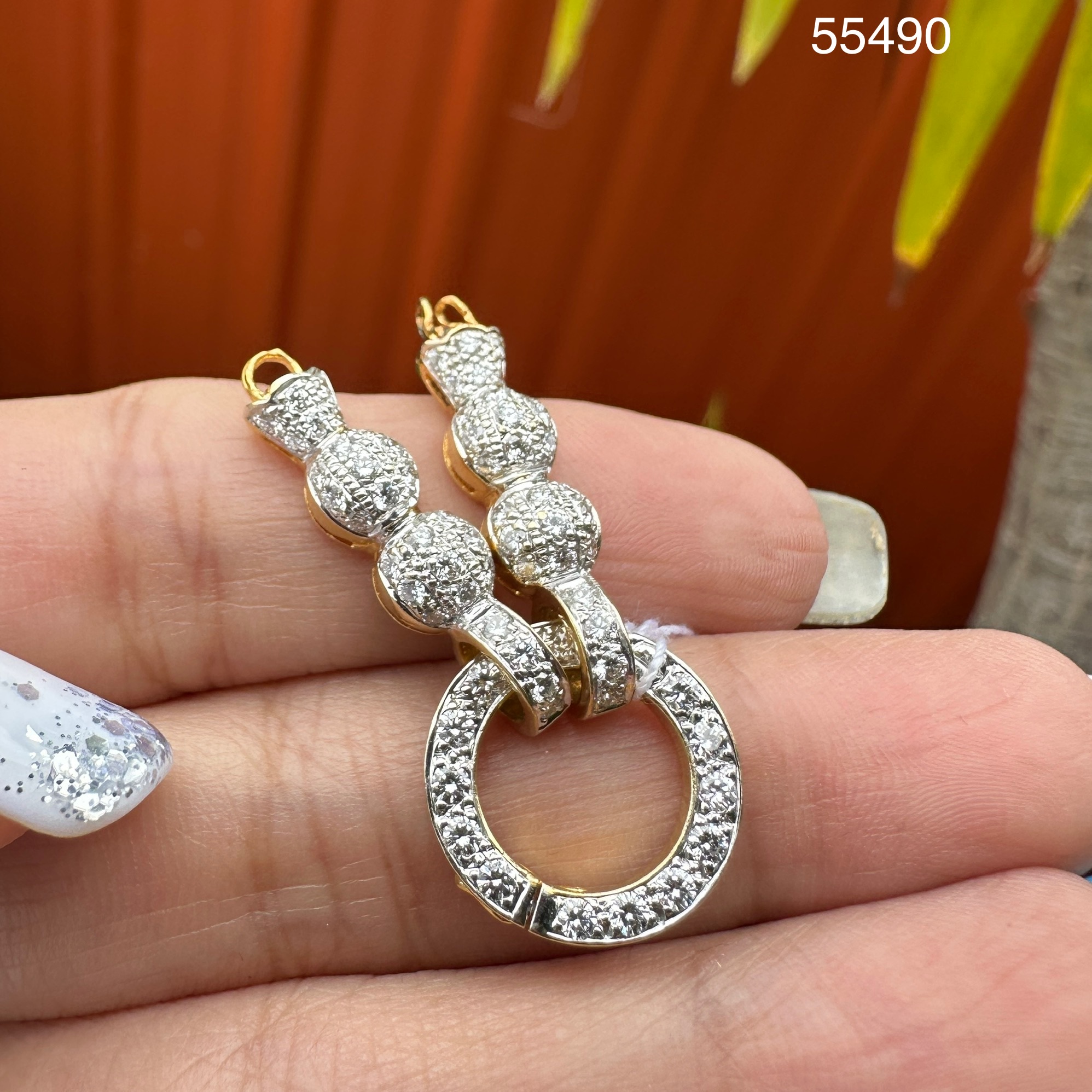 รหัส 55490 ไหหลำ ห่วงเพชร เพชร 70 เม็ด 1.20 กะรัต ทอง90 งานสวยมาก นน. 6.94 g