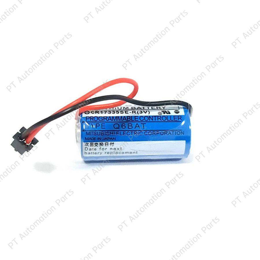 แบตเตอรี่ลิเธียมพร้อมปลั๊กชนิดไม่ชาร์จ Q6BAT CR17335SE-R 3V Battery Lithium with Plug for PLC Mitsubishi CPU Q Series (Non-Rechargeable)