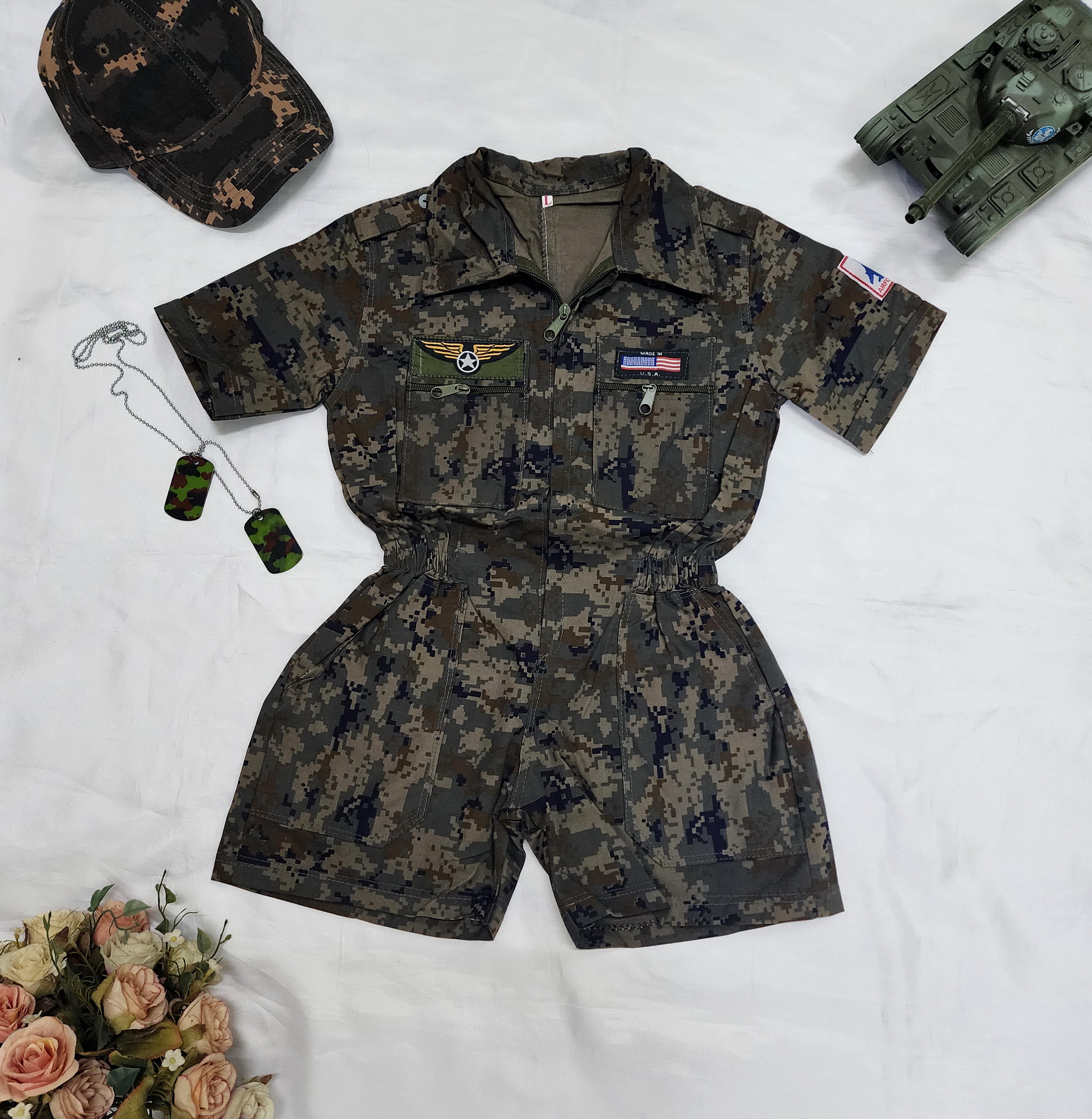 ชุดลายพรางจัมพ์สูท สำหรับเด็ก 1-6ปี มีไซร์ S-XL สำหรับเด็กชาย เด็กหญิง