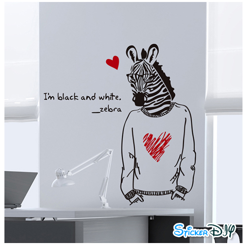Transparent wall sticker สติ๊กเกอร์ติดผนัง I'm zebra (กว้าง73cm.xสูง67cm.)
