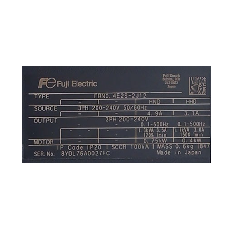 (ใหม่ไม่มีกล่อง) FUJI Electric FRN0.4E2S-2J12 AC Drive Inverter 0.4KW 1/2HP Input 3-Phase 200-240V Output 3-Phase 200-240V 1-500Hz FRENIC-ACE อินเวอร์เตอร์ ฟูจิ เครื่องควบคุมความเร็วรอบมอเตอร์ ครึ่งแรงม้า