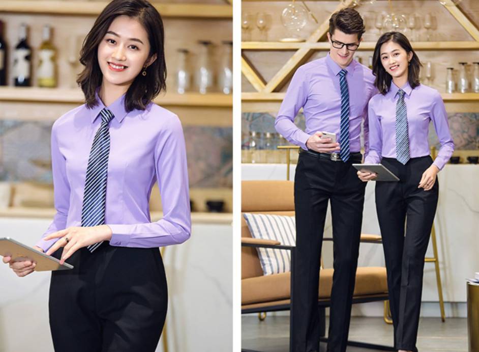 เสื้อเชิ้ตแขนยาว สีขาว สีดำ สีเทา สีม่วง สีแดง สีชมพู สีกรมท่า สีฟ้า