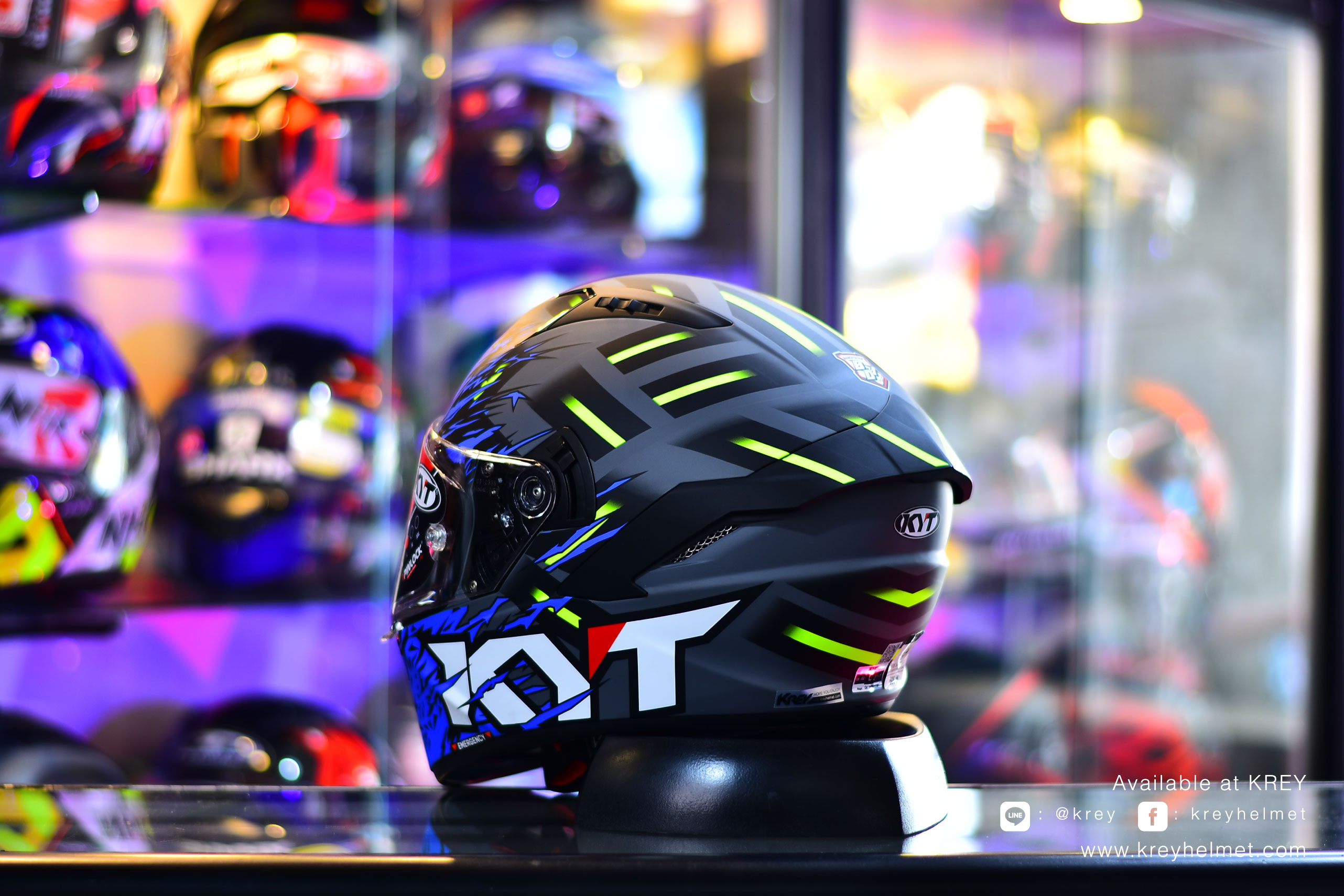 KYT model NFR Flaming Matt Grey/Blue