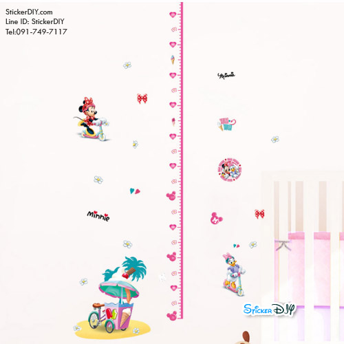 Wall Sticker สติ๊กเกอร์ติดผนัง วัดส่วนสูง MINNIE สไตล์A (กว้าง71cm.xสูง118cm.)