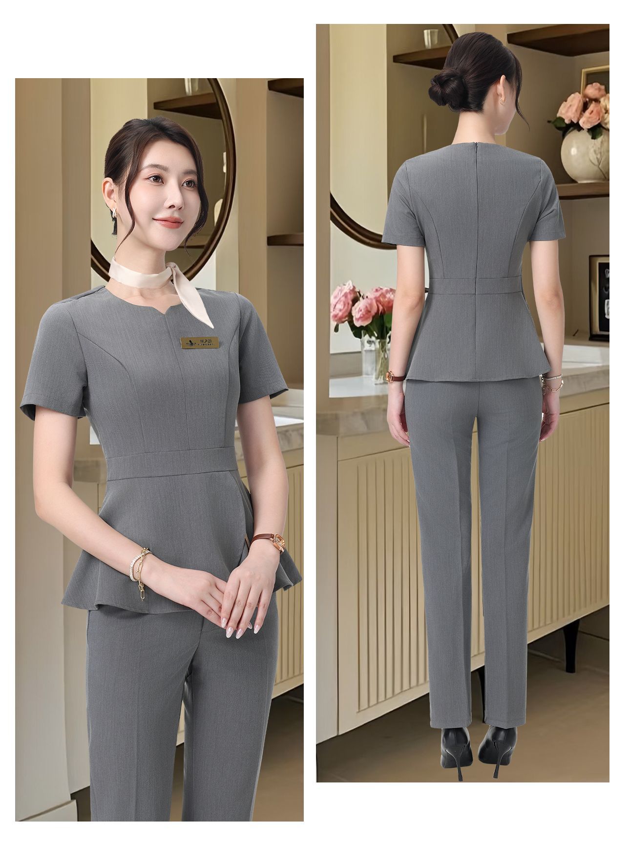 ชุดคลินิกความงาม ชุดพนักงานต้อนรับ ชุดร้านนวดสปา ชุดฟอร์ม ระดับไฮเอนด์