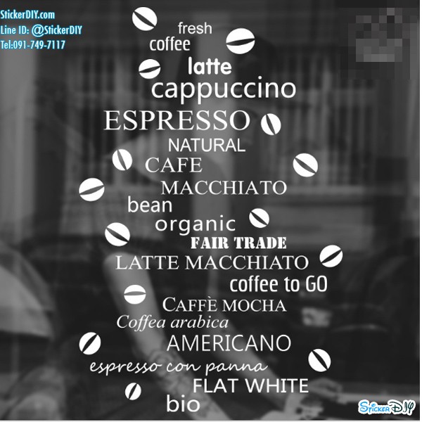 Vinyl wall sticker สติ๊กเกอร์ติดผนัง COFE06 (กว้าง55cm.xสูง84cm.)