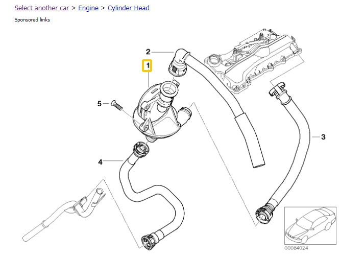 วาวล์ไซโคลน BMW E46 (เครื่อง N42) / 11617503520, Oil separator