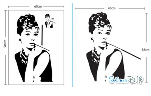 Transparent Wall sticker สติ๊กเกอร์ติดผนัง Hepburn pipe (กว้าง49cm.xสูง59cm.)