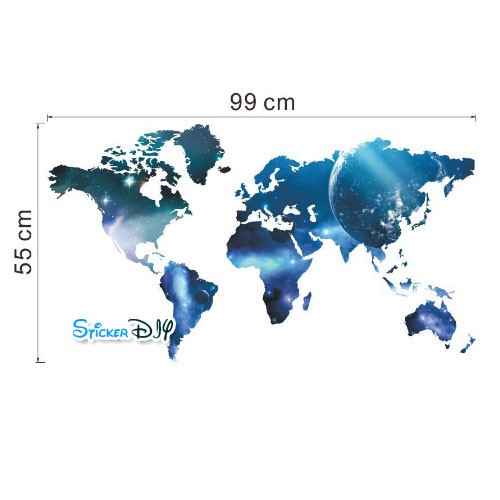 Vinyl wall sticker สติ๊กเกอร์ติดผนัง 3D planet lollipop world map (กว้าง99cm.xสูง55cm.)
