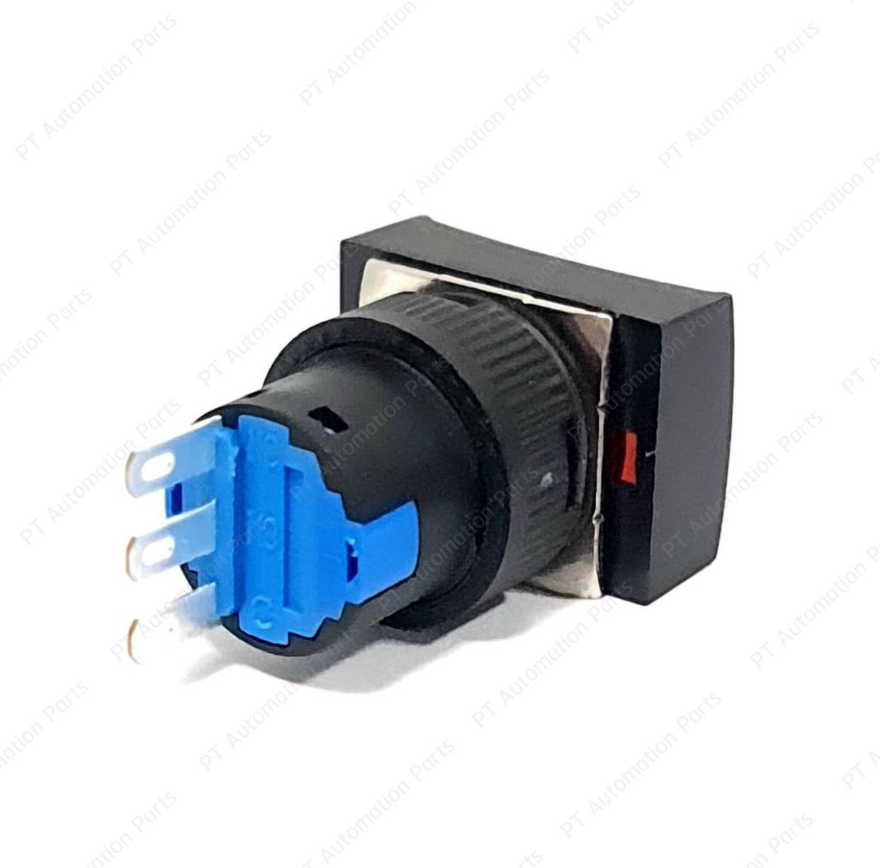 สวิตช์ปุ่มกดติดปล่อยดับ TAYB K16-231 Size ø16mm Push Button Switch Self-Reset 3ขา (5ขา มีไฟโชว์ 24VDC) กดเด้ง 1NO/1NC AC-15-220V 5A/DC-13-220V 3A ทรงสี่เหลี่ยมผืนผ้า มีให้เลือก 4แบบ สีเขียว สีแดง สีฟ้า สีเหลือง
