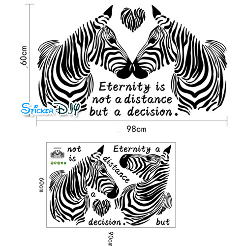 Transparent wall sticker สติ๊กเกอร์ติดผนัง Zebra "Eternity" (กว้าง98cm.xสูง60cm.)