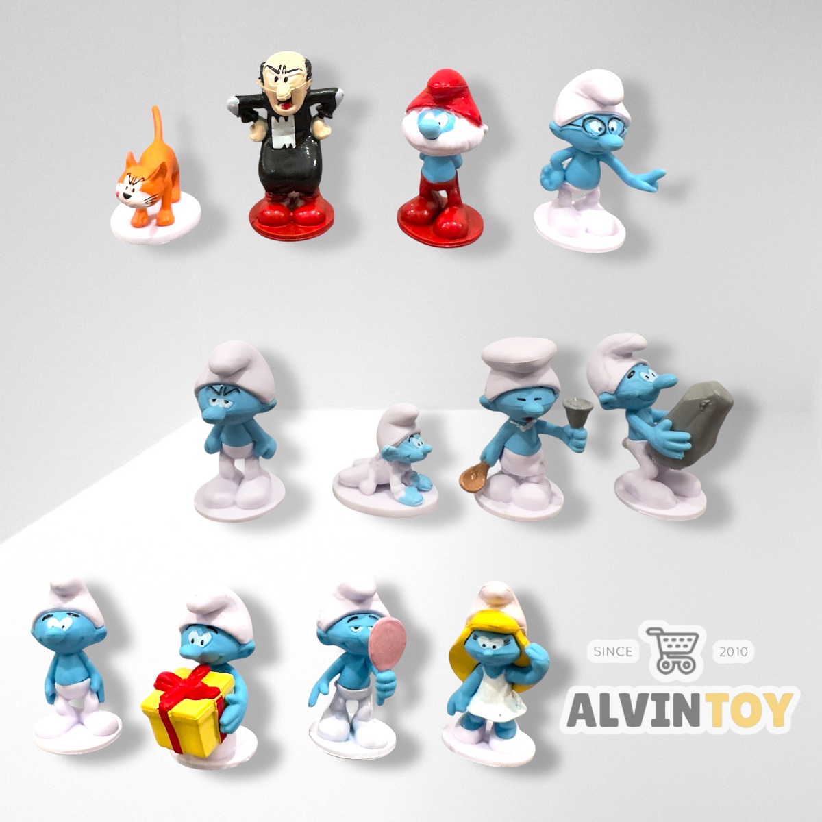 โมเดล Smurfs - สเมิร์ฟ ขนาด 3 - 6 Cm. 1 เซ็ต มี 12 ตัว