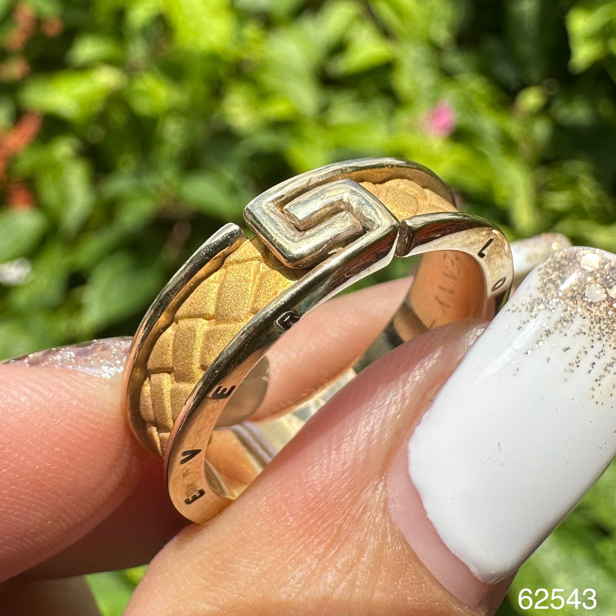 รหัส 62543 แหวน Gold Master ทอง24K + 18K ลายGucci ตอก LOVE FOREVER ปี 2001 size 58 นน. 9.32 g