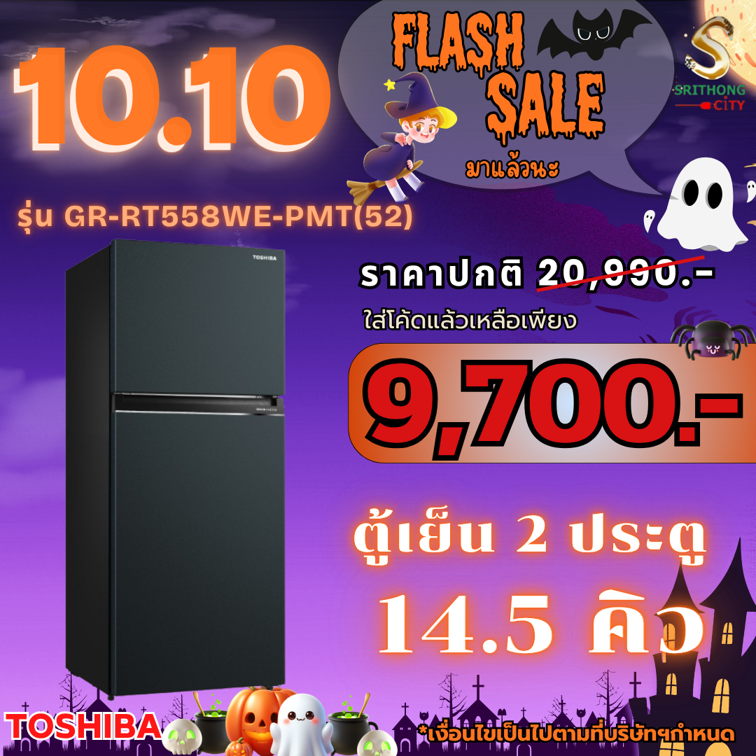 TOSHIBA รุ่น GR-RT558WE-PMT(52) 2 ประตู : ความจุ 14.5 คิว
