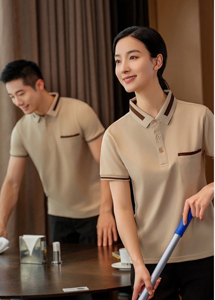 เสื้อแม่บ้านโปโล ชุดพนักงานทำความสะอาด เสื้อแม่บ้าน พ่อบ้าน เบลบอย