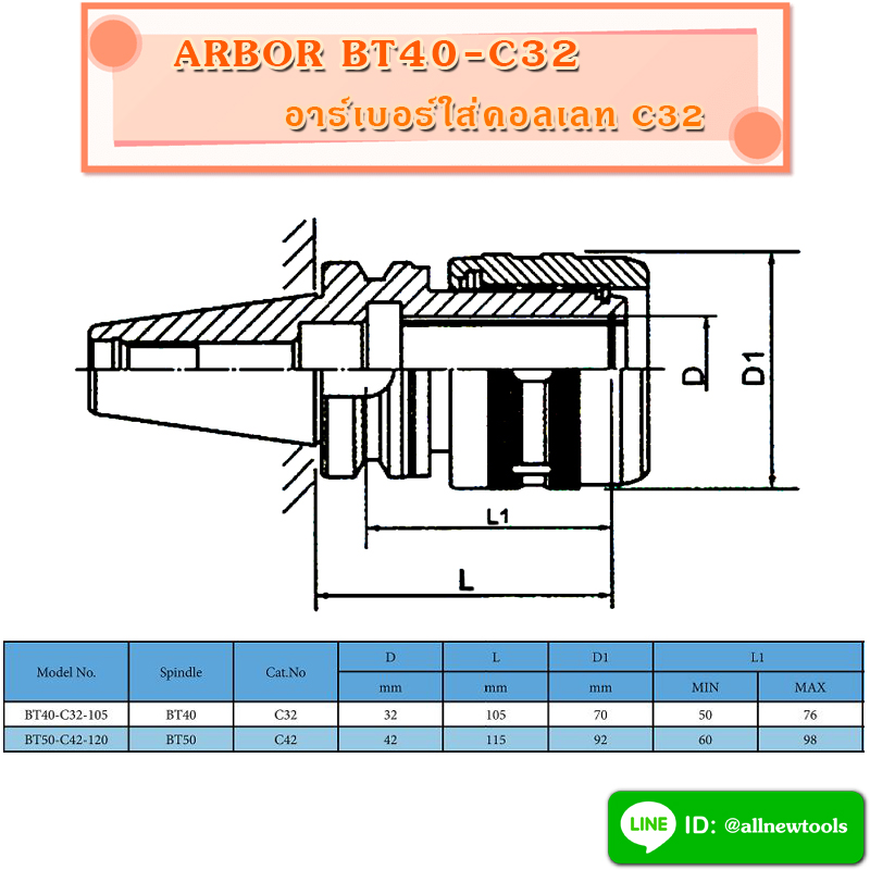 ARBOR BT40 สำหรับใช้กับ COLLET C32
