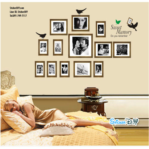 Transparent Wall Sticker สติ๊กเกอร์ติดผนัง กรอบรูป Sweet Memory สีน้ำตาลอ่อน (กว้าง118cm.xสูง66cm.)