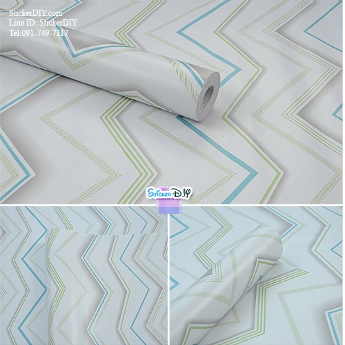 (กว้าง45cm.xยาว10m.)Wallpaper sticker วอลเปเปอร์แบบกาวในตัว Line สไตล์G สีเทา