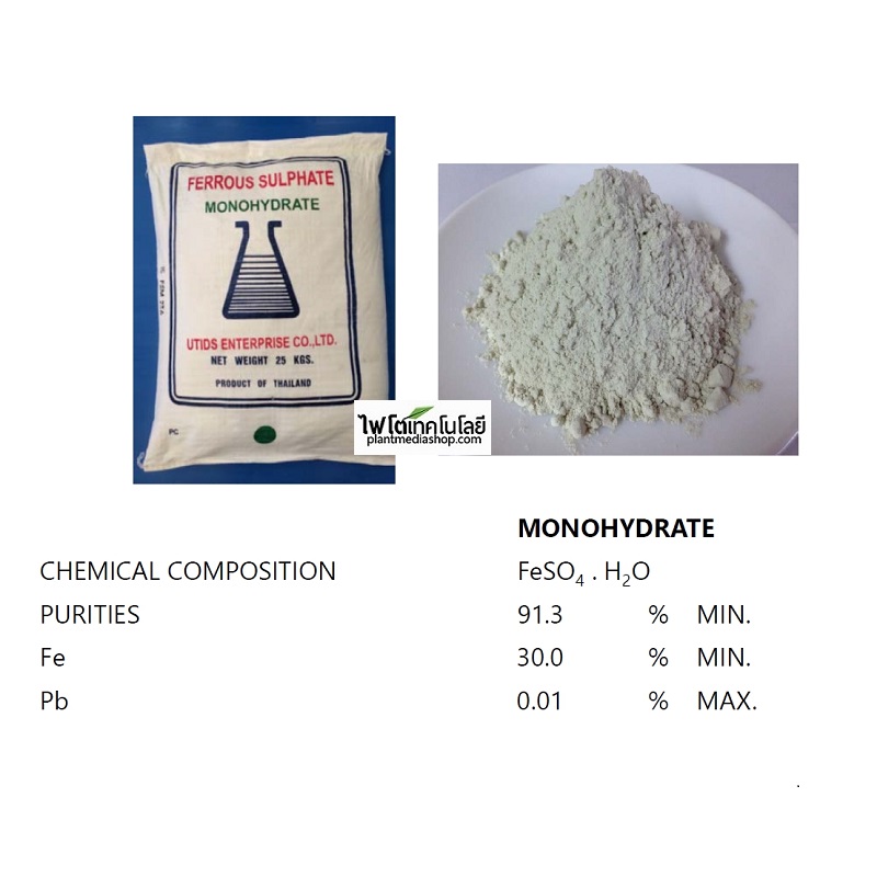 FeSO4.H2O ผงจุลธาตุเหล็ก Ferous Sulfate Monohydrate (30%Fe) [UTIDS] บรรจุ 25 กิโลกรัม