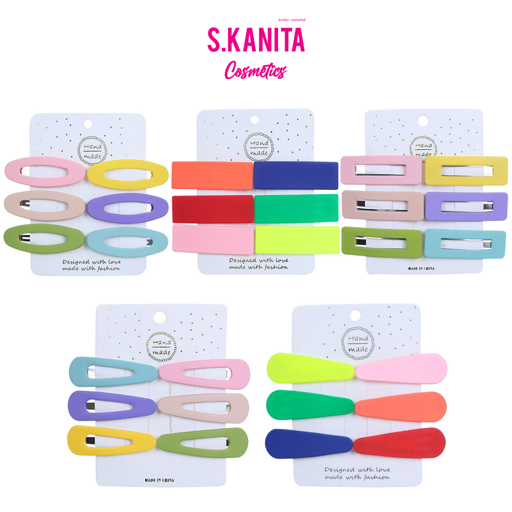 กิ้บติดผม สีสัน 6 ชิ้น ในแพ็ค
