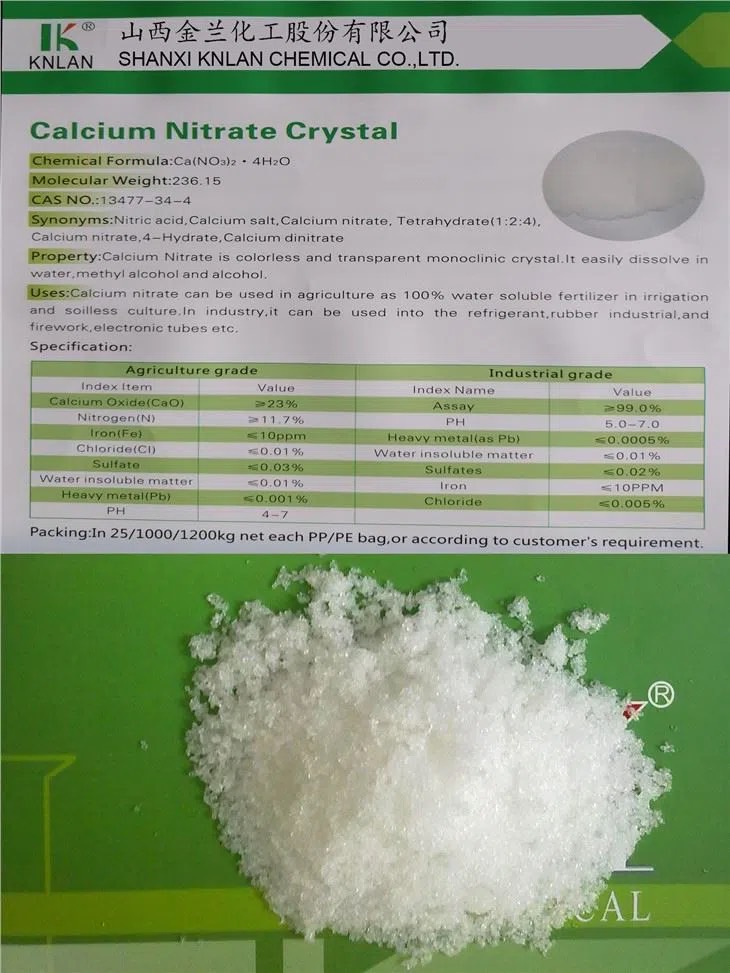 Ca(NO3)2.4H2O KNLAN Calcium Nitrate Tetrahydrate แคลเซียมไนเตรท แบบเกล็ดใส (Calcium Salt 12-0-0+23CaO) บรรจุ 25 กิโลกรัม