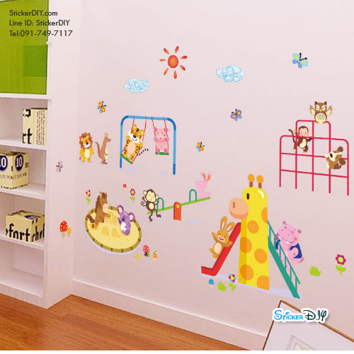 Transparent Wall Sticker สติ๊กเกอร์ติดผนัง Animal Playground (กว้าง160cm.xสูง100cm.)