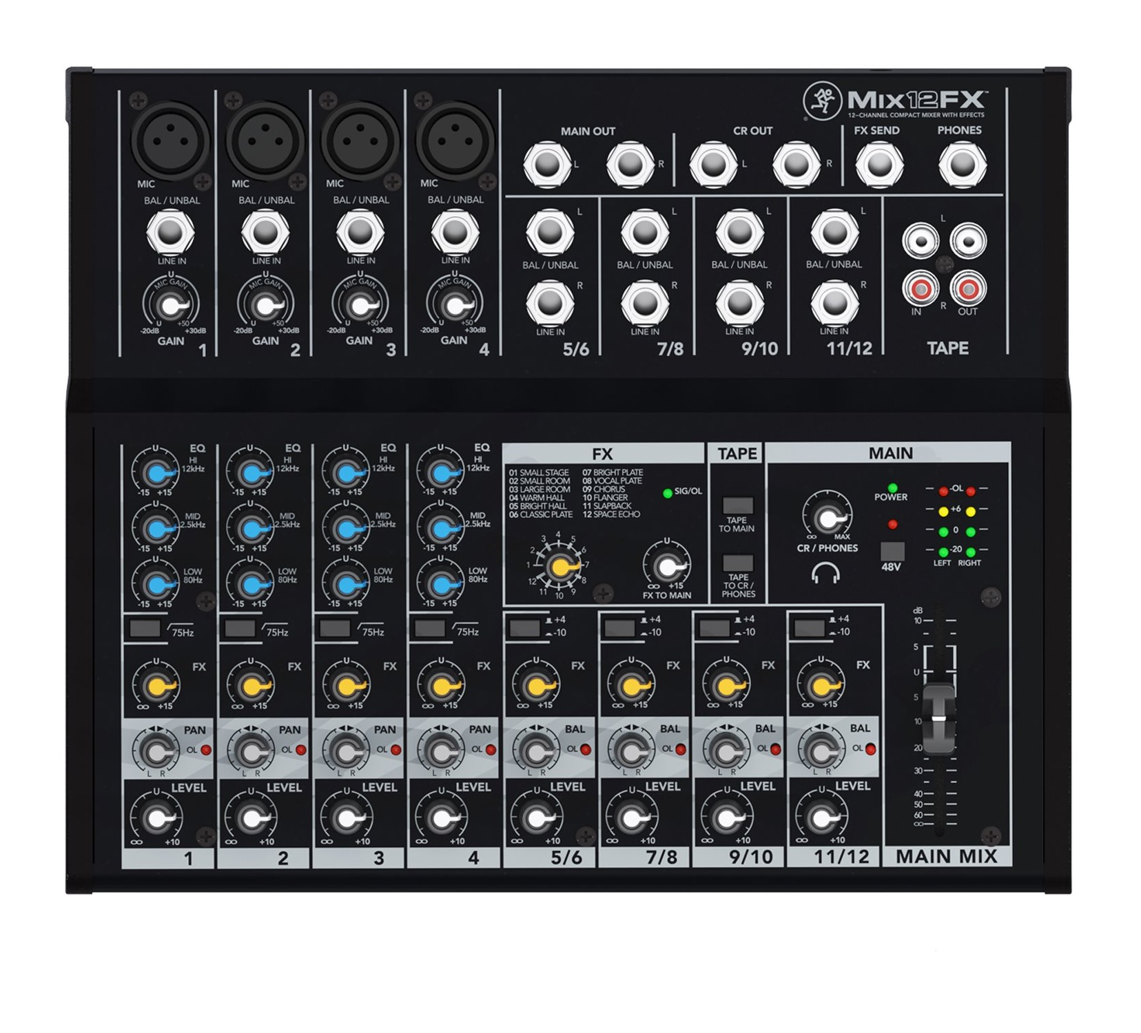 Mackie Mix12FX *ของแท้รับประกัน1ปี* มิกเซอร์ 12Ch., 4 ปรีไมค์, 48V Phantom, 12 FX, 3-Band EQ