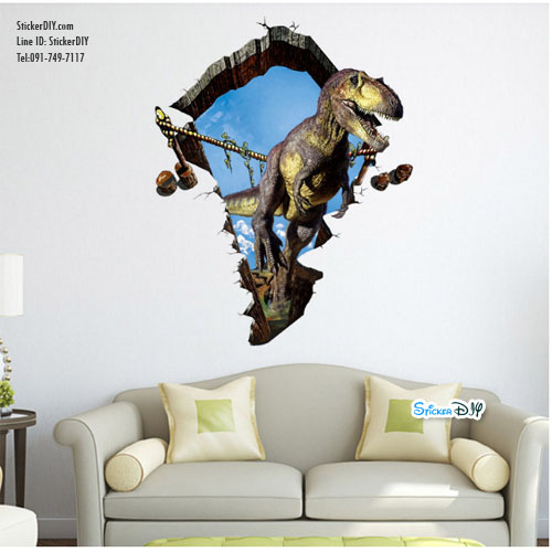 Wall sticker สติ๊กเกอร์ติดผนัง 3D Jurassic Park III (กว้าง57cm.xสูง87cm.)