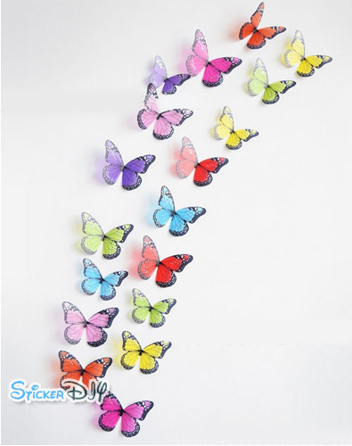 Transparent wall sticker สติ๊กเกอร์ติดผนัง 3D butterfly สไตล์ D (กว้างfree.xสูงfree.)