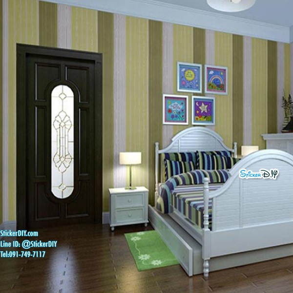 (กว้าง45cm.xยาว10m.)Wallpaper sticker วอลเปเปอร์แบบกาวในตัว Line wp1389A