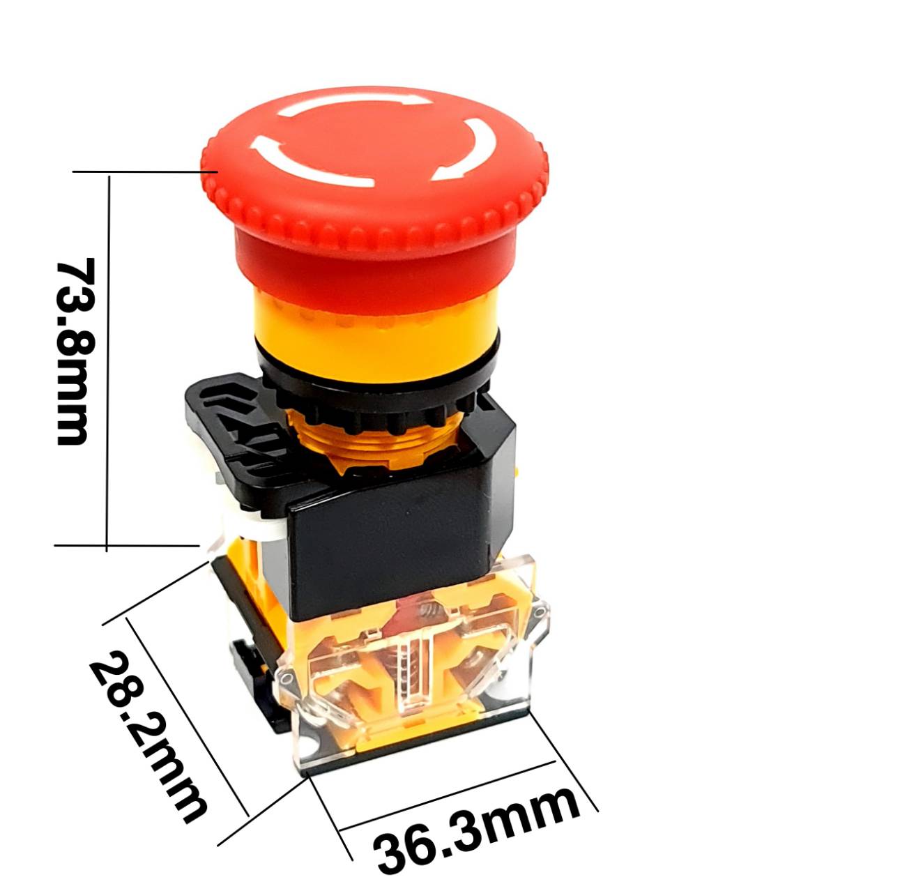 Emergency Stop Switch LA38-11ZS Mushroom Button Switch ø22mm 1NO/1NC 10A 440V สวิตช์หยุดฉุกเฉิน สวิตช์หัวเห็ด มีให้เลือก 2 สี
