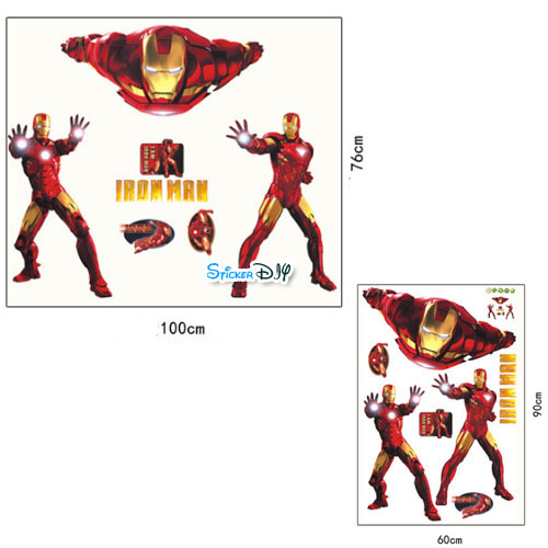 Transparent Wall sticker สติ๊กเกอร์ติดผนัง Iron Man (กว้าง100cm.xสูง76cm.)