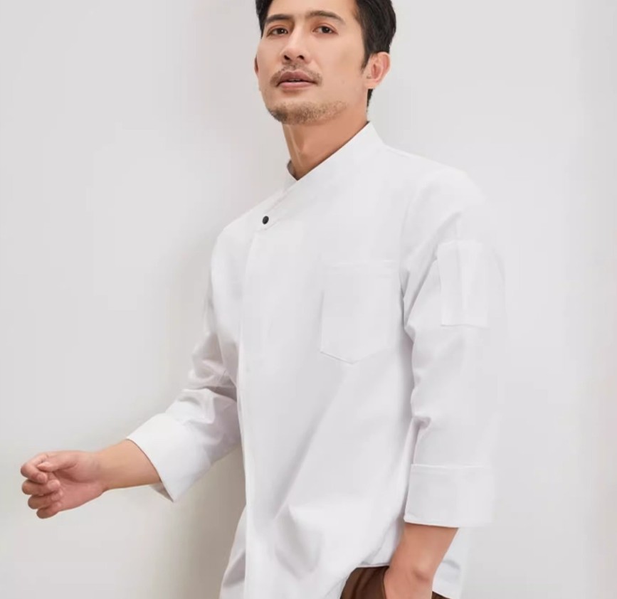 ชุดเชฟผ้าฝ้ายไซส์ใหญ่พิเศษแขนยาว ชุดเชฟครัวโรงแรม เชฟอ้วนพลัส