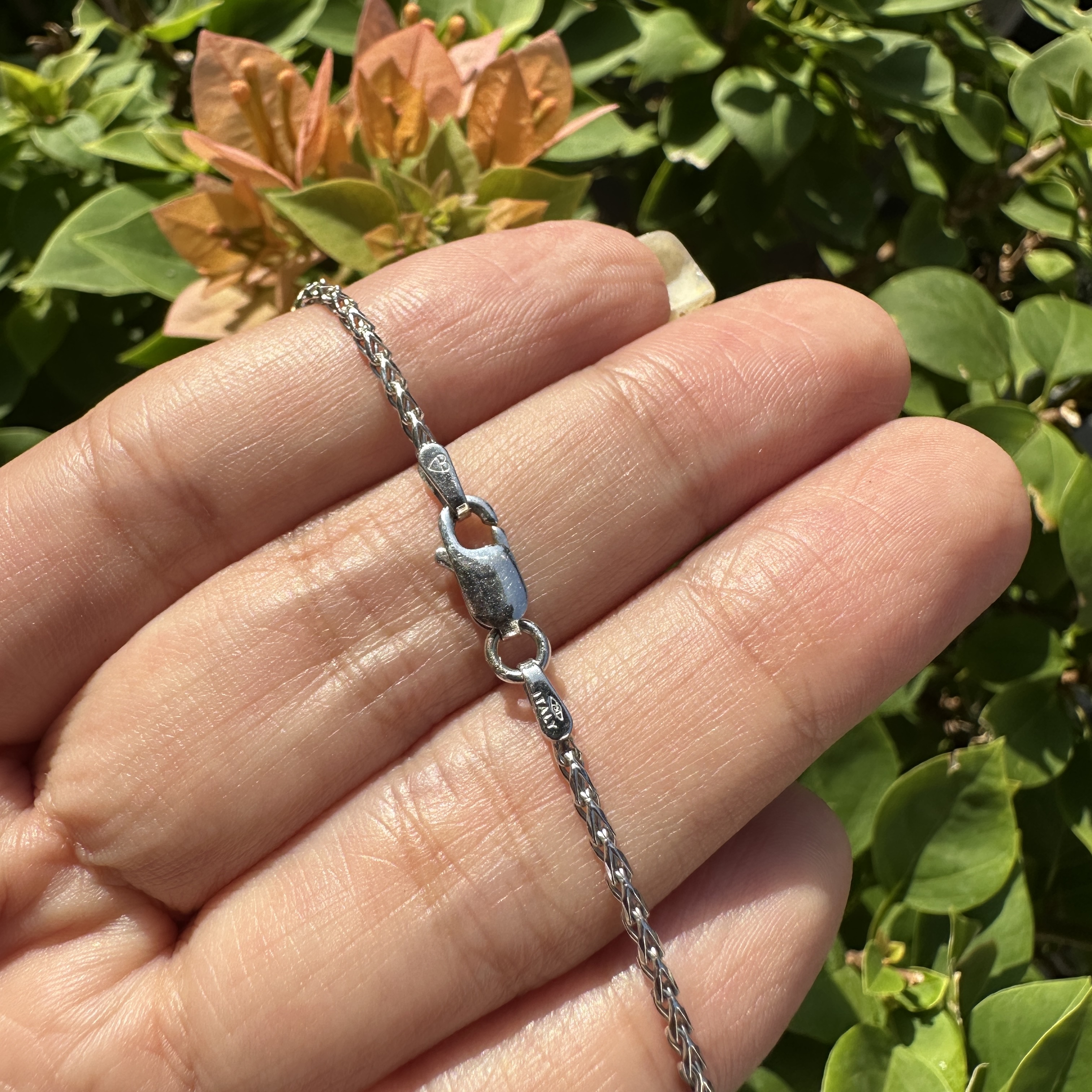 รหัส F18685 สร้อยคอทองอิตาลี 18k ขาว ลายสาน นน.8.32 g