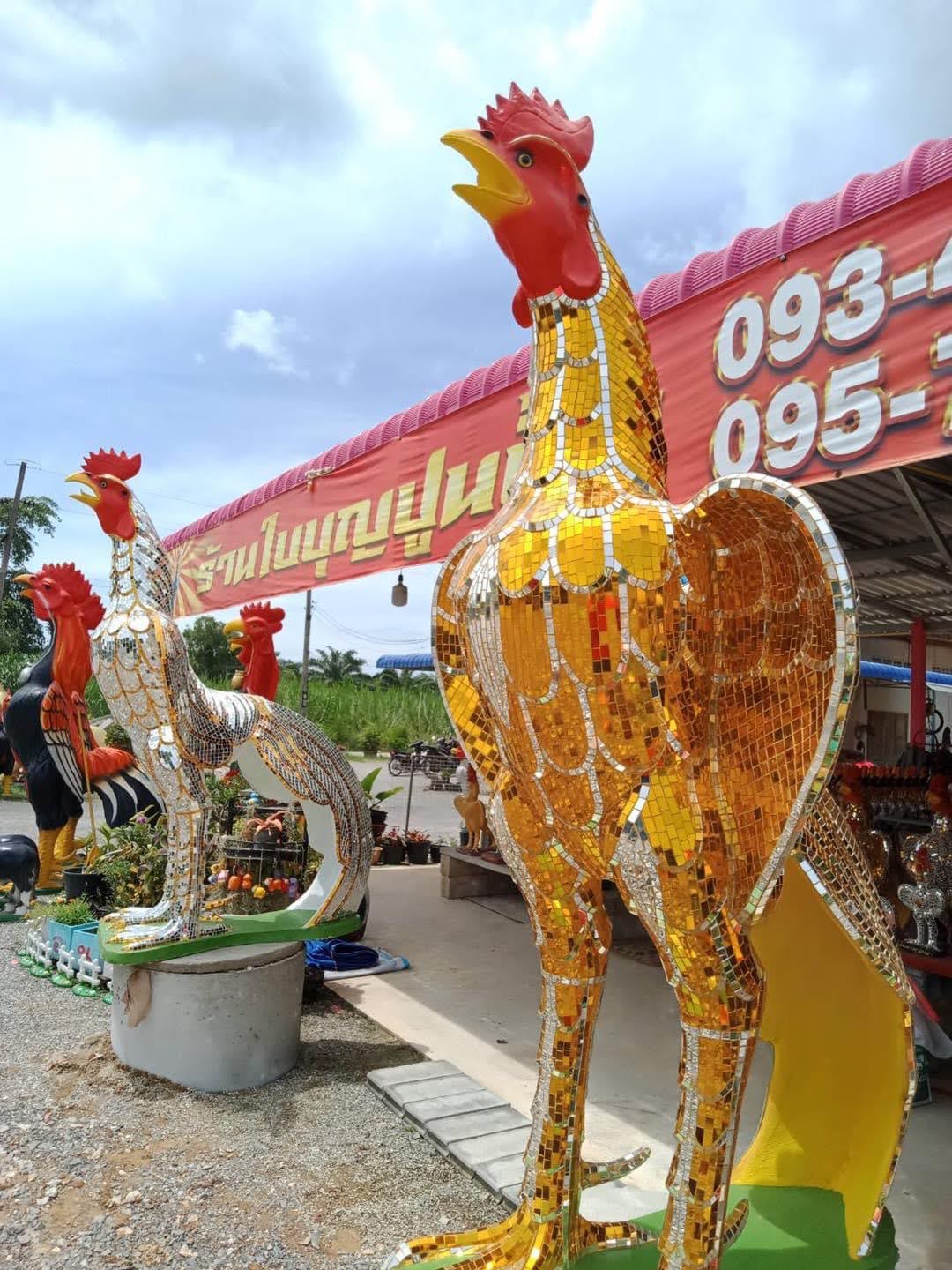 ไก่กระจกคู่เงินทอง ขนาด2.2เมตร