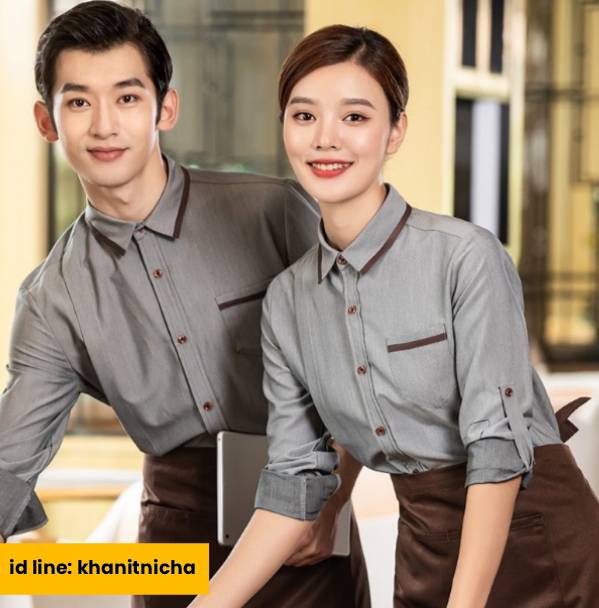 ชุดพนักงานเสริฟ ชุดพนักงานร้านอาหาร ร้านกาแฟ รีสอร์ท
