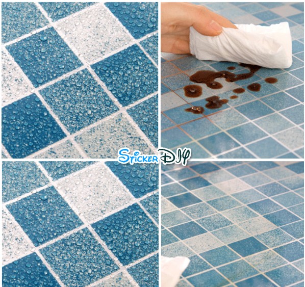 Aluminium foil sticker สติ๊กเกอร์อเนกประสงค์ โมเสคสีฟ้า (หน้ากว้าง 45cm.xยาว 2m.)