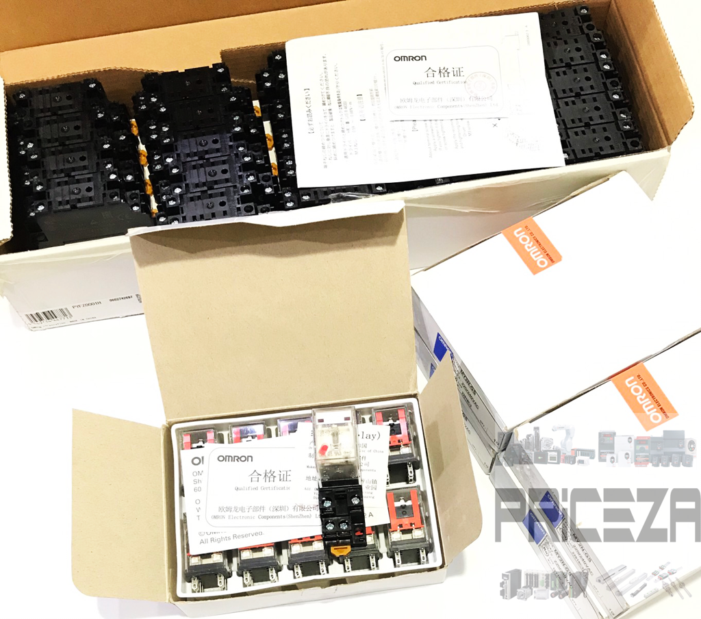 รีเลย์พร้อมซ็อกเก็ต OMRON MY2N-GS 24VDC 220VAC Relay with Socket PYFZ-08-E 8-pins 7A 2-Contact built-in LED Indicator มีไฟแสดงสถานะ LED ติดตั้งแบบยึดรางปีกนก
