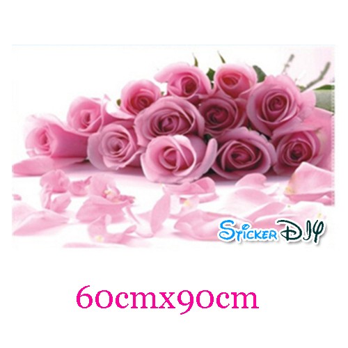 Aluminium Foil Sticker สติ๊กเกอร์อลูมิเนียม Love Pink Rose (กว้าง90cm.xสูง60cm.)