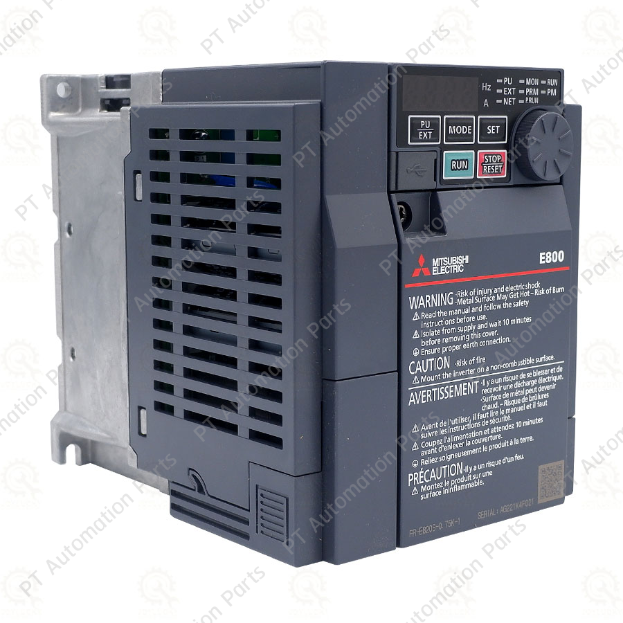 Mitsubishi FR-E820S-0.75K-1 Inverter 0.75KW 1HP Input 1-Phase 200-240VAC Output 3-Phase 200-240VAC 0.2-590Hz E800 Series อินเวอร์เตอร์ มิตซูบิชิ เครื่องควบคุมความเร็วรอบมอเตอร์ 1แรงม้า