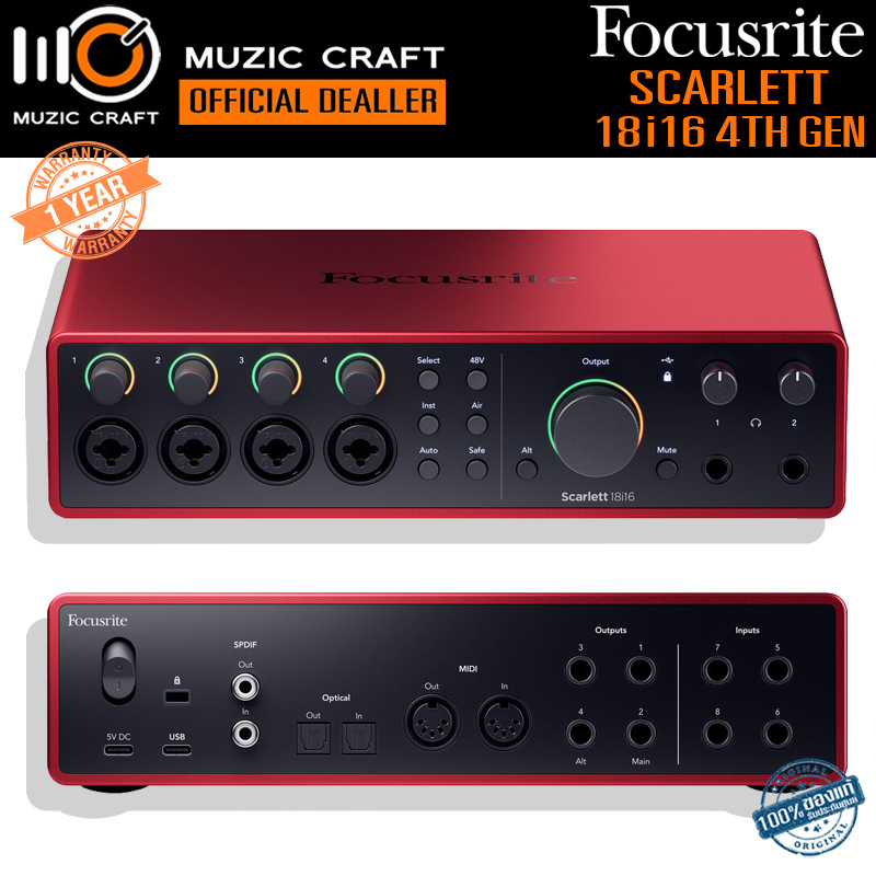 Focusrite Scarlett 18i16 (4th Gen) *ของแท้ประกัน 1ปี* USB-C Audio Interface ออดิโอ อินเตอร์เฟส, iOS/ Mac/ PC