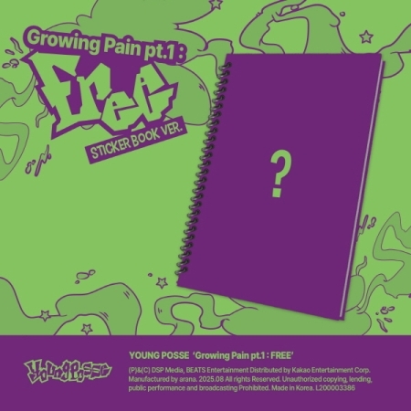 ( Pre-Order ) YOUNG POSSE EP Album [Growing Pain pt.1 : FREE] Sticker Book ver * มี Poster พับในกล่อง * วางจำหน่าย 14 / 8 / 2025
