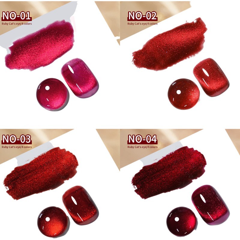สีลูกแก้ว แดงเลือดนก ทาเล็บ Red Diamond Cateye
