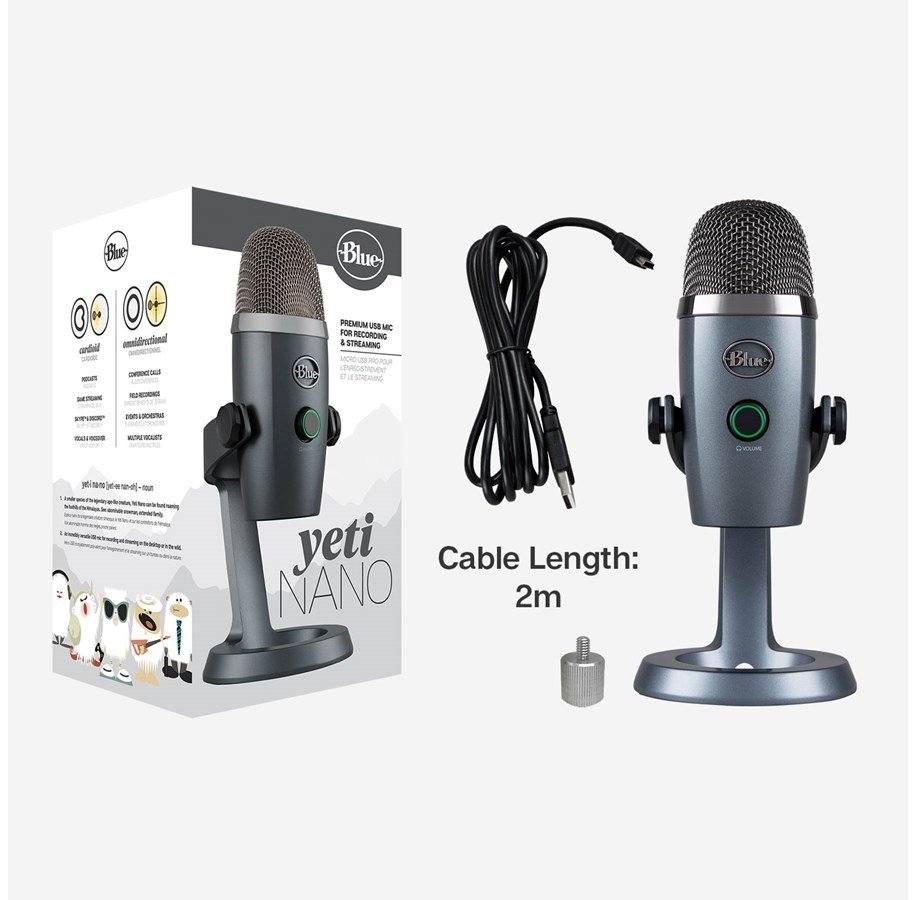 Blue Yeti USB (Blackout) ไมค์ USB แบบมัลติแพทเทิร์น, ไลฟ์สด, สตรีมมิ่ง, พอดแคสท์, 16-Bit/48 kHz, รองรับ PC, Mac, OSx รับประกัน 1 ปี