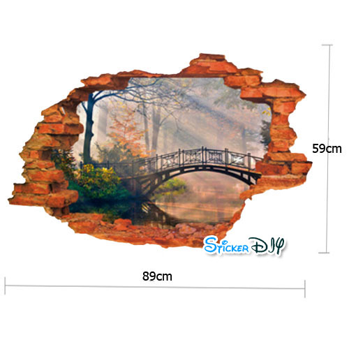 Wall Sticker สติ๊กเกอร์ติดผนัง 3D NATURAL สไตล์B (กว้าง89cm.xสูง59cm)